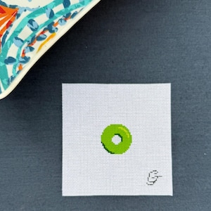 Green Pool Float Mini Hand Painted Needlepoint Canvas 13 Mesh | Kitting Options Available