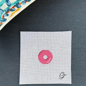 Pink Pool Float Mini Hand Painted Needlepoint Canvas 13 Mesh | Kitting Options Available