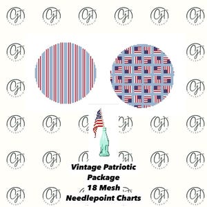 Vintage 4th Of July Package Needlepoint Charts 18 Mesh | Digital Download