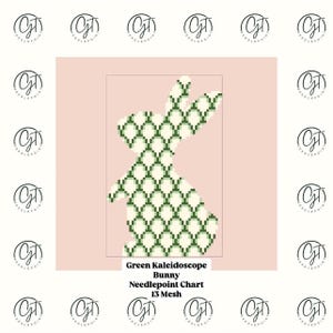 Graphique de broderie lapin kaléidoscope vert, 13 mailles | Téléchargement numérique instantané