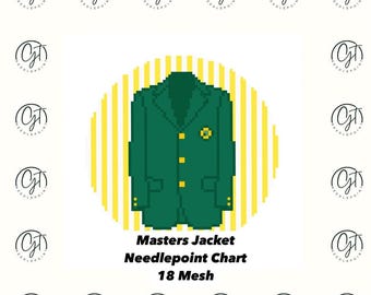 Gráfico de bordado para chaqueta Masters, 18 mallas / Descarga digital instantánea