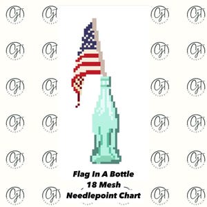 Flag In A Bottle Needlepoint Chart 18 Mesh | Digital Download