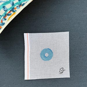 Blue Pool Float Mini Hand Painted Needlepoint Canvas 13 Mesh | Kitting Options Available