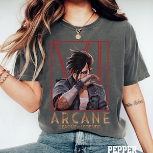 Arcane TV Show Violet T-shirt League Of Legends, Unisex Tee, Vintage Style T shirt, Gamer Gift, Graphic Tee Shirt, Vi, Powder, Jinx, Ekko