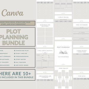 Plot Planning Template Bundle | 10+ Page Printable Story Outline & Chapter Tracker for Authors
