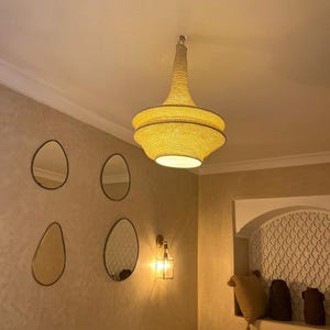 Handmade Crochet Hanging Lamp: Berber Boho Chandelier