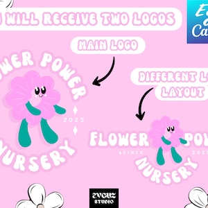Editable Flower Logo Template for Florist, Nursery, or Flower Shop | Custom Canva Logo Design