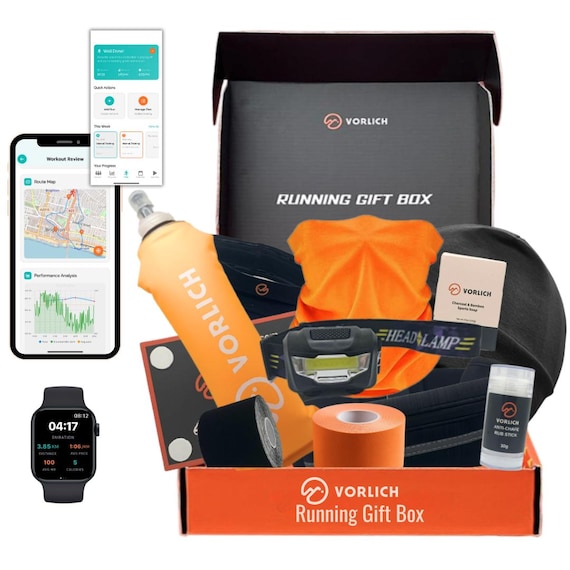 Runner's Gift Box: 13 Running Essentials - Including Running Belt, Headtorch & Training App - FAST US Delivery