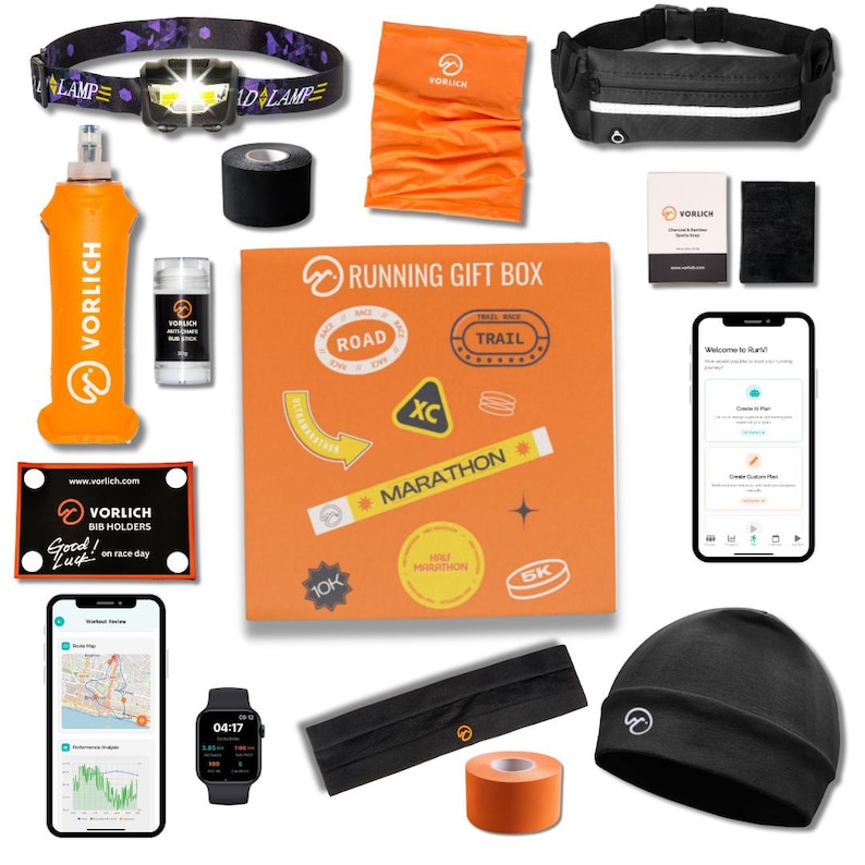 Caja de regalo para corredores: 13 artículos esenciales para correr (incluye cinturón, linterna frontal y app de entrenamiento) - Entrega rápida en EE. UU. imagen 5