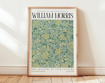 William Morris Jasmine-tryck: Vintage botanisk affisch, salviagrön väggkonst, engelsk stuga väggdekor
