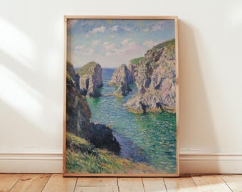 Claude Monet Rocky Cove Poster: Emerald Print, Bedroom Art, Impressionist Wall Decor