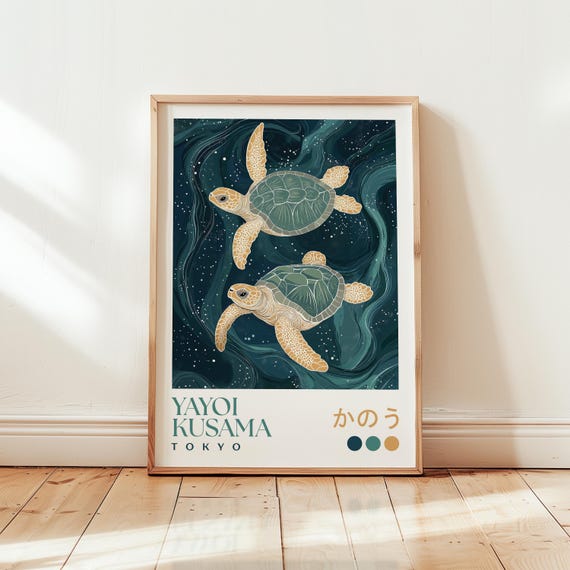 Yayoi Kusama Sea Turtle Print: Modern Japanese Ocean Art
