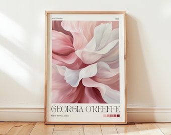 Georgia O'Keeffe Kunstdruck Rosa, Modernes Schlafzimmer Wandbild, Abstrakte Blumen Poster