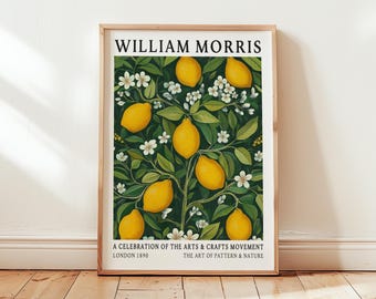 Estampado de limón de William Morris: Arte botánico vintage para la cocina