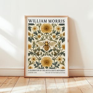 Stampa dell'ape di William Morris: poster di arte botanica floreale