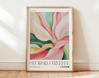 Georgia O'Keeffe Blumen Print: Moderne Kunst Poster, Rosa Schlafzimmer Wandbild