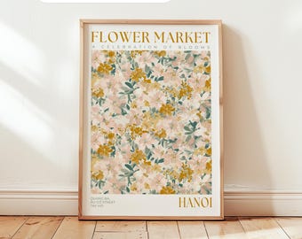 FLOWER MARKET Wall Art: Pastel Floral, Botanical Poster, City Travel