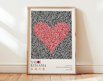 Yayoi Kusama Red Heart Print: Love Forever, Modern Japanese Art, Museum Art