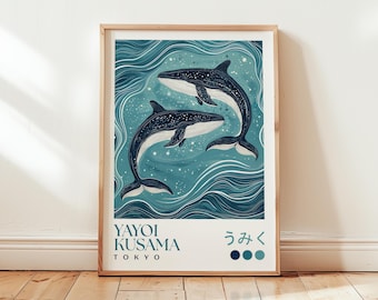 Yayoi Kusama Humpback Whale Art Print: Japanese Ocean Poster
