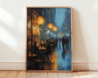Print Claude Monet Rainy Cafe: poster impressionistisch straatbeeld