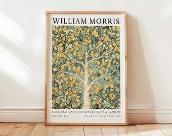 William Morris Birch Tree Poster: Sage Green Bedroom Print, Vintage Botanical Art