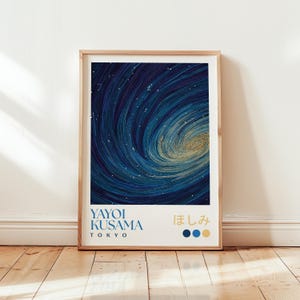 Yayoi Kusama Weltraum Poster - Dunkelblaues Wohndekor - Japanische Schlafzimmer Kunst - Sterne Wandkunst - Galaxie Drucke - Sternenhimmel Druck