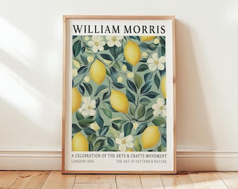 Lámina de limón de William Morris: Arte mural botánico vintage para la cocina