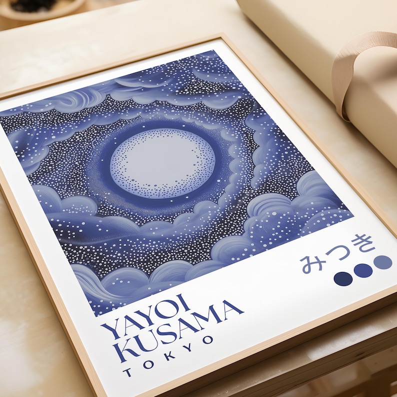 Yayoi Kusama Full Moon Art Print: Japanese Starry Night Sky Poster ...