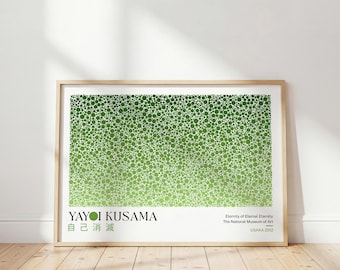 Yayoi Kusama Green Polka Dot Print: Japanese Poster, Abstract Wall Art, Modern Home Decor