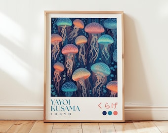 Yayoi Kusama Jellyfish Print: Modern Japanese Ocean Art