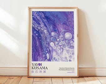 Yayoi Kusama Purple Abstract Print: Japanese Wall Art, Modern Office Poster, Calming Art