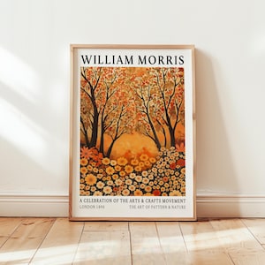 William Morris Autumn Poster: Orange Fall Leaves Botanical Art