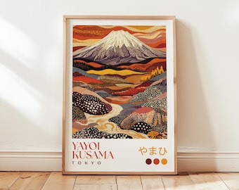 Yayoi Kusama Góra Fuji Art Print: Plakat z japońskim krajobrazem