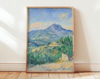 Claude Monet Blue Mountain Poster: Blue Green Wall Art, Impressionist Wall Decor, Oil Painting Print