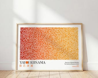 Yayoi Kusama Gradient Art Poster: Orange Sunset Print, Japanese Wall Art, Modern Landscape Wall Decor