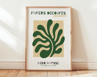 Henri Matisse Abstract Green Leaf Print: Minimalist Artwork, Living Room Wall Art