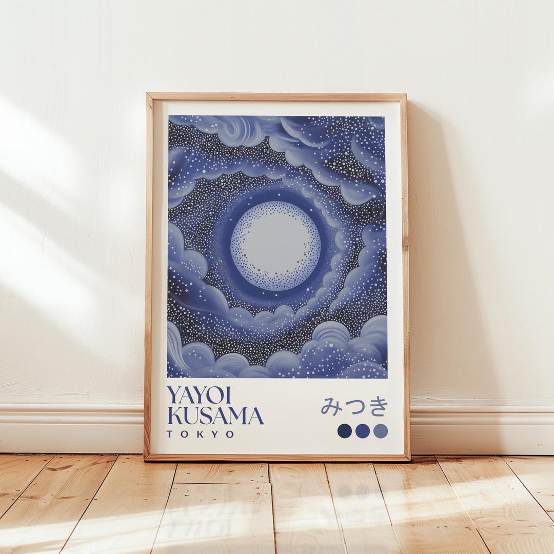 Yayoi Kusama Full Moon Art Print: Japanese Starry Night Sky Poster ...