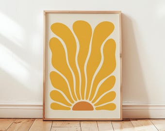 Henri Matisse Sun Flower Print: Abstract Cut Out Poster, Retro Home Decor, Mustard Living Room Wall Art