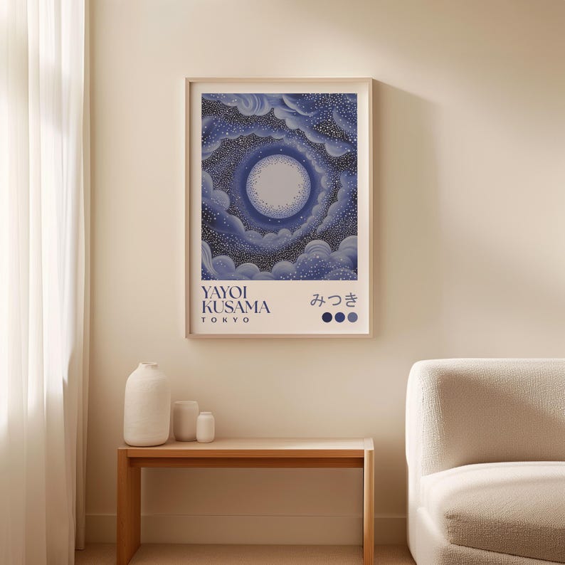 Yayoi Kusama Full Moon Art Print: Japanese Starry Night Sky Poster ...