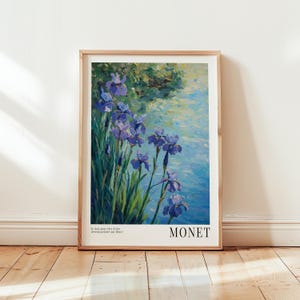 Impresión de iris de Claude Monet: arte floral impresionista para pared, póster floral