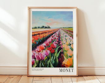 Monet Tulip Field Print: Impressionist Floral Landscape Art