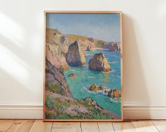 Claude Monet Rocky Cove Print: Impressionist Art, Turquoise Wall Decor, Fine Art Poster