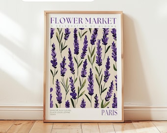 Paris Flower Market Art Print: Lavender & Purple Floral, French Decor