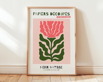 Henri Matisse Pink Flower Print – Abstract Botanical Art