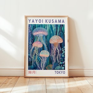 Yayoi Kusama inspirierte Quallen Druck – Ozean Poster – Japanische Wandkunst – Ästhetische Kunst aus Japan – Abstraktes Wohndekor – Einweihungsgeschenk