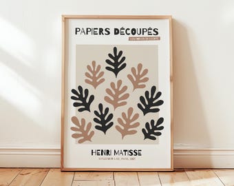 Henri Matisse Neutral Cut Out Poster: Abstract Leaf Print, Modern French Decor