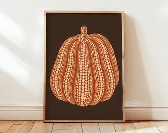 Yayoi Kusama Pumpkin Print: Japanese Dot Wall Decor, Autumn Wall Art, Burnt Orange Poster