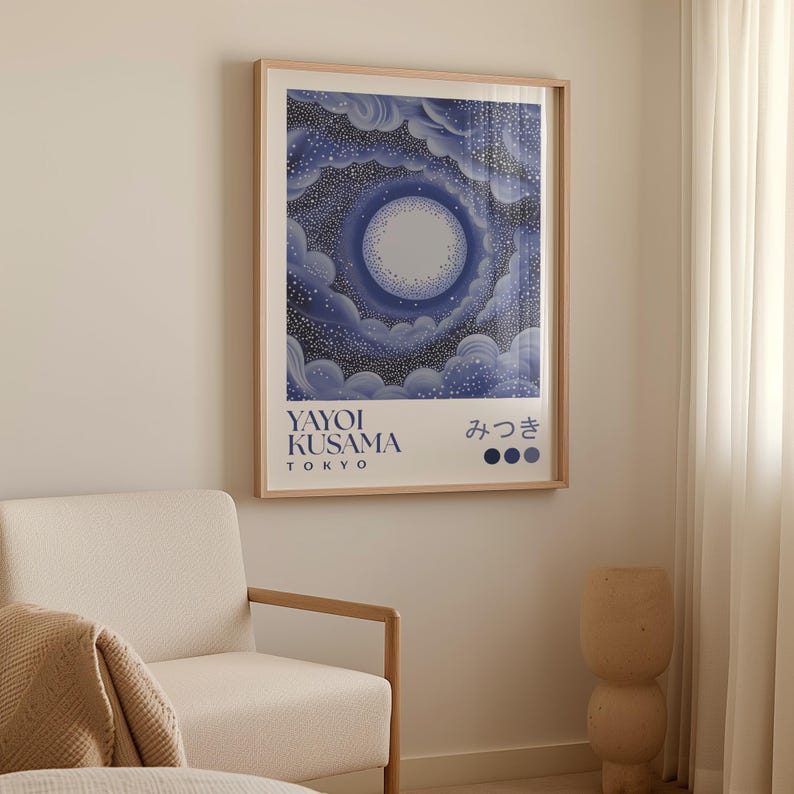 Yayoi Kusama Full Moon Art Print: Japanese Starry Night Sky Poster ...