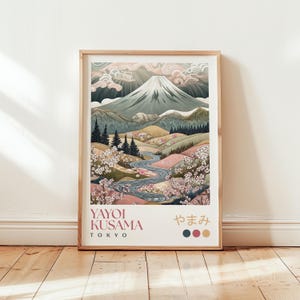 Yayoi Kusama Mount Fuji Poster - Japanese Mountain Wall Art - Spring Nature Art - Pastel Bedroom Print - Vintage Home Decor - Landscape Art