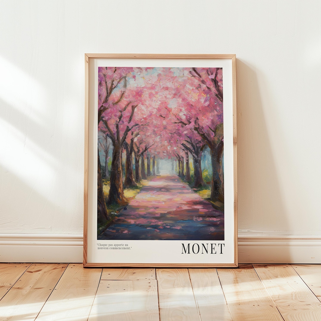 Claude Monet Cherry Blossom Print: Japanese Art Exhibition Poster